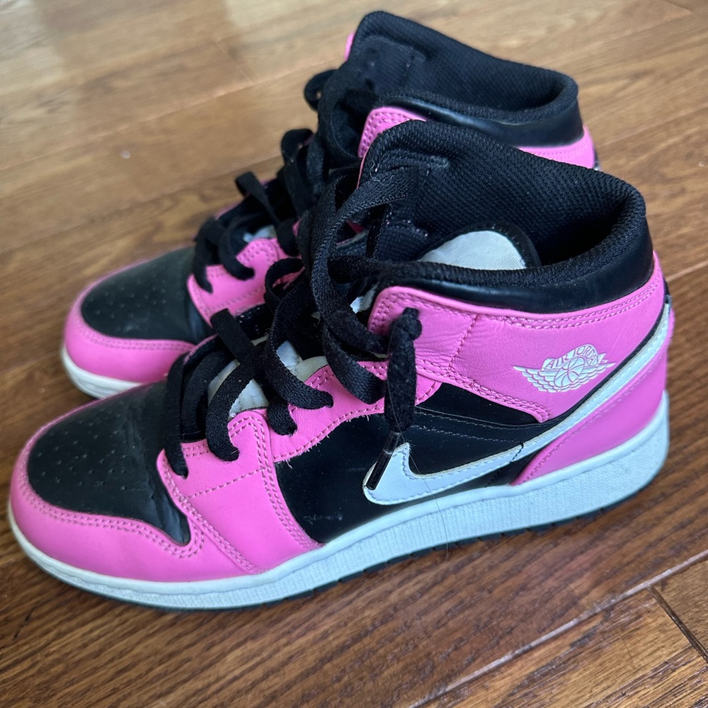 Black,White,and pink Jordan 1s